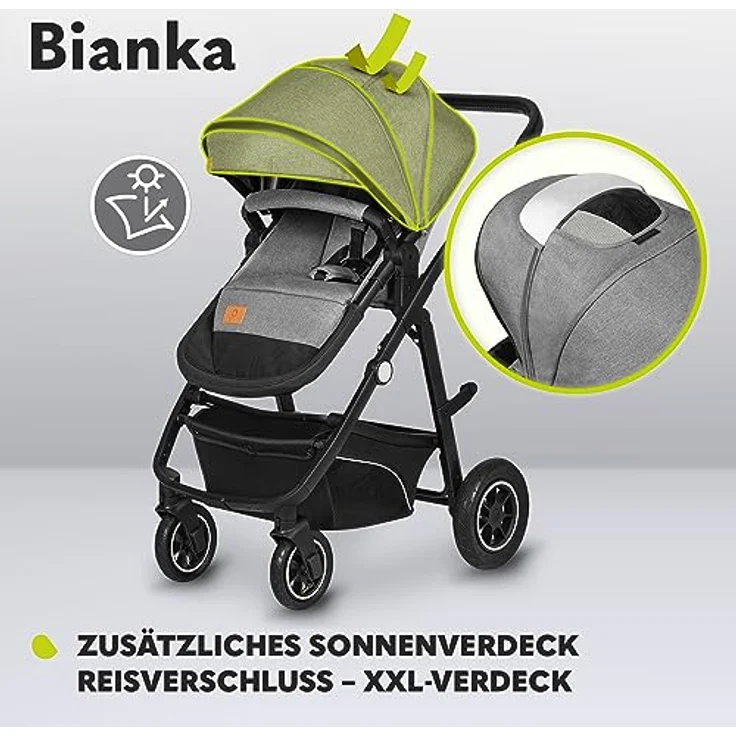 Lionelo Bianka, Kinderwagen mit verstellbarem Sitz und großem Einkaufskorb, schwarz – Bild 4