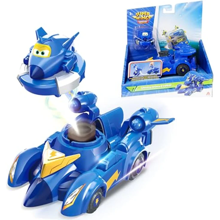 Super Wings Spinning Jerome & Fahrzeug, 2-in-1 Spielzeug mit Pop Out Funktion, geeignet für 3-8 Jahre alt, langlebig und sicherheitsgeprüft – Bild 1