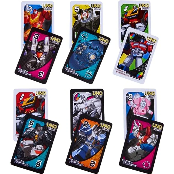 Mattel Games UNO Flip Transformers Kartenspiel, für 2-10 Spieler, ab 7 Jahren, mit Autobots und Decepticons – Bild 4