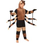 Funidelia Spinnenkostüm für Kinder, Overall mit Kopfteil und Fäustlingen, Größe 7-9 Jahre, Schwarz, für Karneval und Halloween