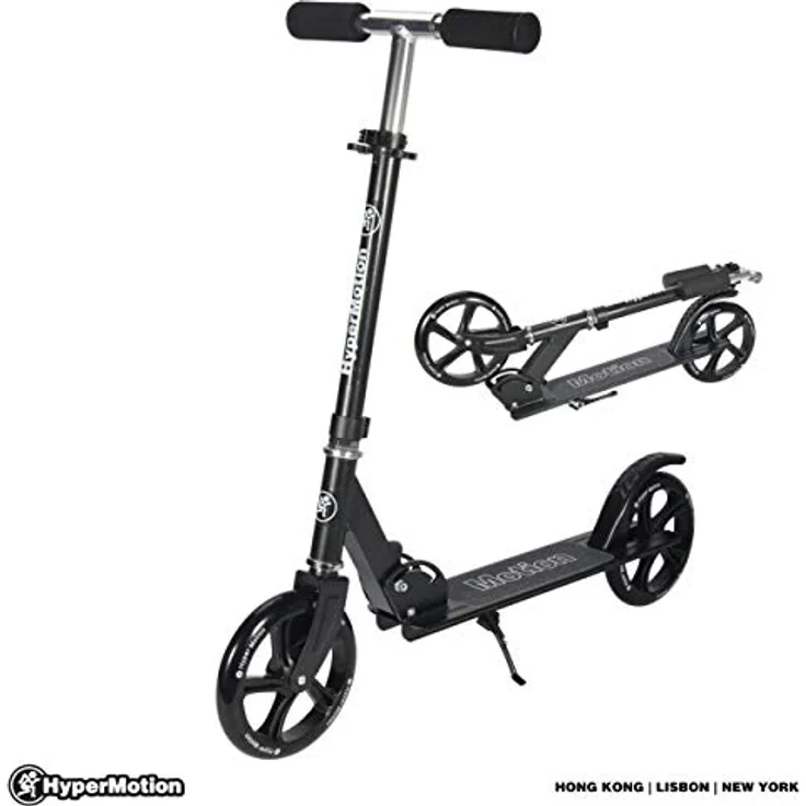 HyperMotion ROCKSTER, klappbarer Tretroller für Kinder ab 8 Jahren und Erwachsene, schwarz, leicht und robust mit 200 mm Rädern und verstellbarem Lenker – Bild 4