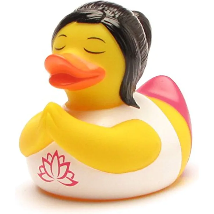 Quietscheente Yoga I Badeente I L: 7cm I inkl. Gummienten-Schlüsselanhänger im Set I Geschenk für Yoga-Fans und -Trainerinnen