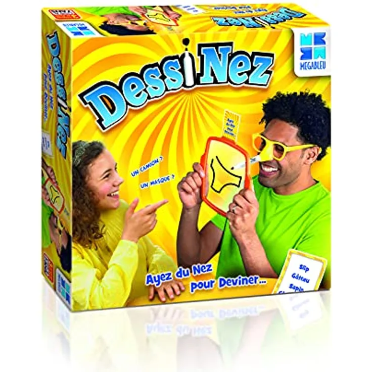 Megableu DessiNez Brettspiel, Zeichnen mit der Nase für 3+ Spieler, Niederländisch, ab 7 Jahren