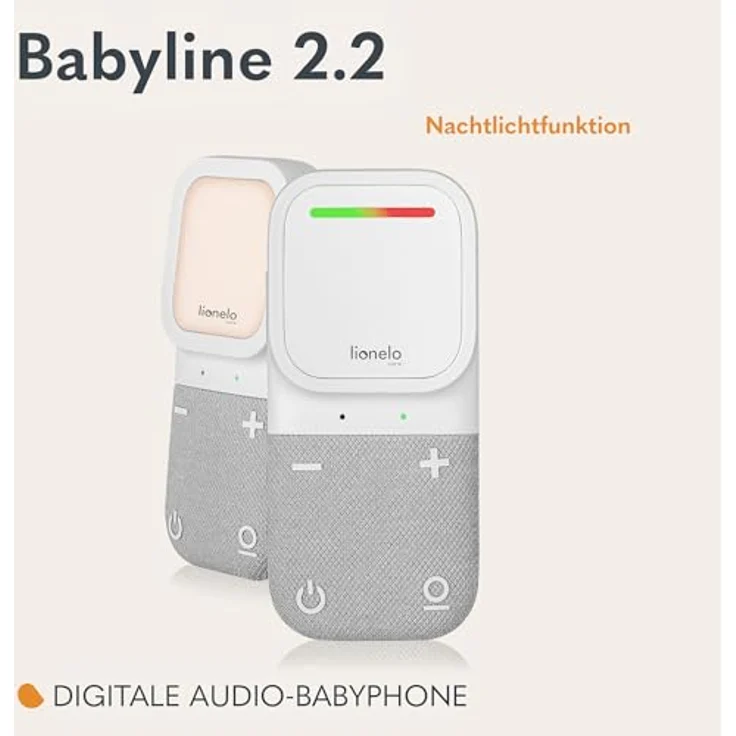 Lionelo Babyline 2.2, Elektronisches Audio-Babyphone mit Nachtlicht, Reichweite bis zu 400 m, Zwei-Wege-Kommunikation, EcoVox Sparmodus, Alarme, bis zu 12 h Batterielaufzeit, Lautstärkeregler – Bild 2