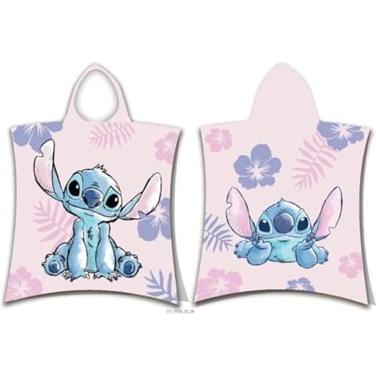 Lilo & Stitch Badeponcho, hochwertiger Frottee aus 100 % Baumwolle, 50 x 115 cm, für Kinder – Bild 1