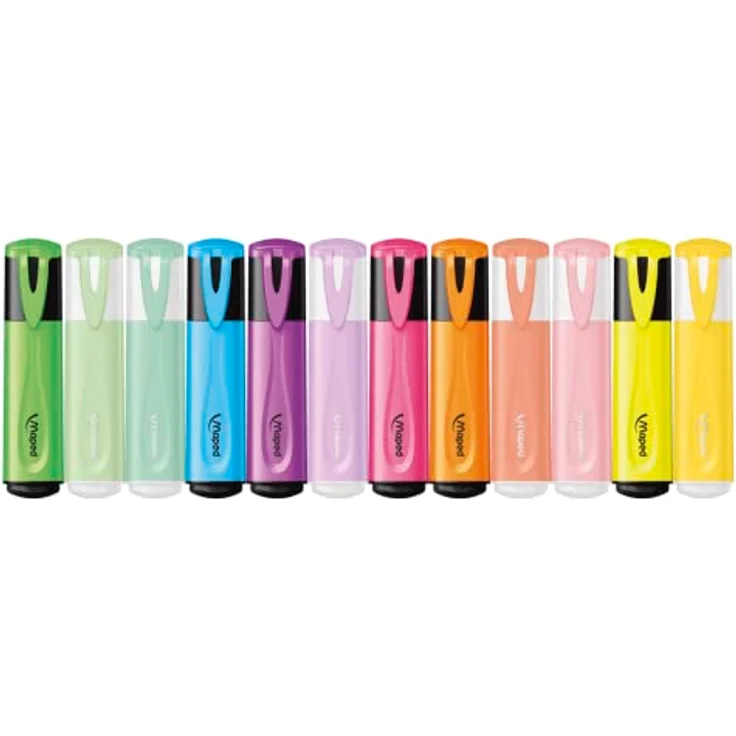Maped - extra-weiche, flexible Textmarker FLUO PEPS x12 -perfektes Markier-Ergebnis, auch auf unebenen Oberflächen - mit Clip an der Kappe - abgeschrägte Spitze: 1-5 mm Strichstärke – Bild 5