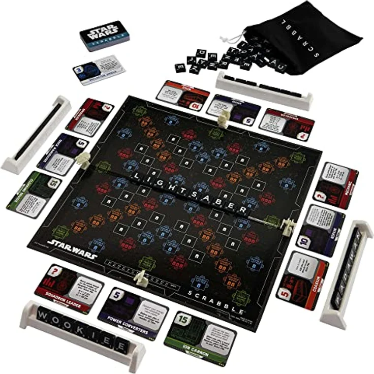 SCRABBLE Star Wars Edition, Brettspiel in französischer Version mit Aurebesh Buchstaben und Galaxie-Modus, HBN59 – Bild 5