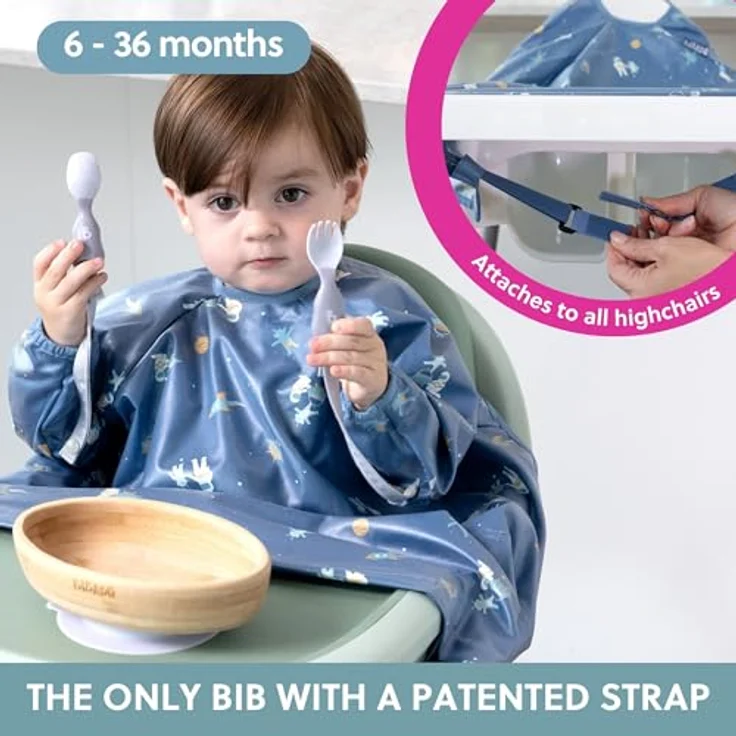 BIBaDO Langärmeliges Baby-Lätzchen, wasserdicht und leicht abwischbar, für Babys und Kleinkinder 6-36 Monate, LED-Entwöhnungs-Lätzchen – Bild 2