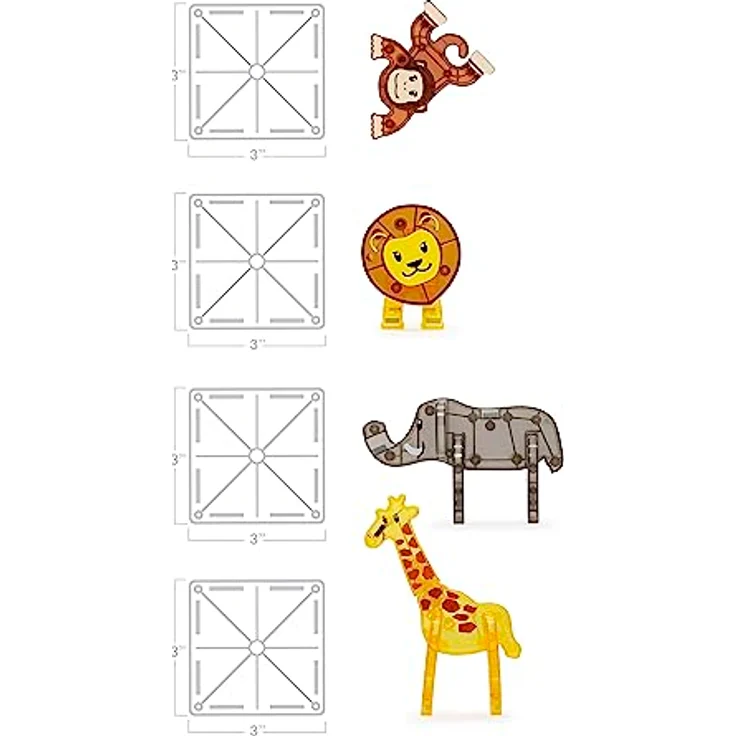 Magna-Tiles Safari Animals 25-teiliges Set - magnetischen 3D-Bausteinen in klaren Farben, fördert spielerisches Lernen – Bild 4