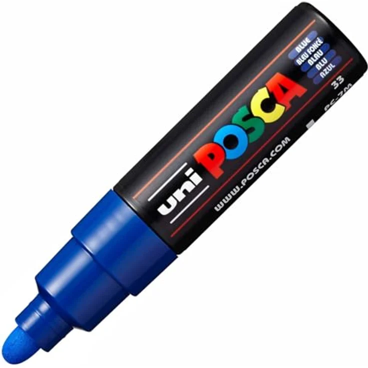 OFITURIA POSCA 181351, Marker mit breiter Rundspitze, blau, wasserbasierte Farbpigmente für alle Oberflächen – Bild 2