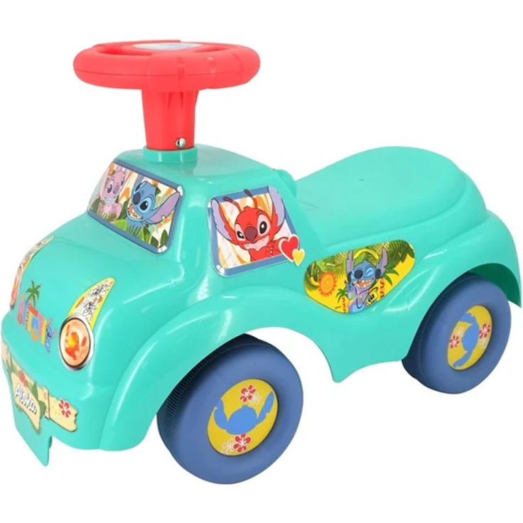 Kiddieland My First Stitch Ride On, Rutschfahrzeug mit interaktiven Sounds, blinkenden Lichtern und Drehrolle, geeignet für Kinder von 12-36 Monaten