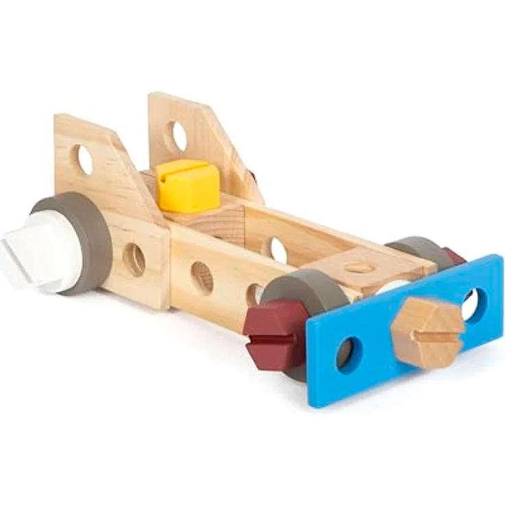 Small Foot Kinder-Werkzeug-Set Werkzeugkoffer Workshop, 53-tlg. aus Holz mit realitätsnahem Zubehör und Tragegriff – Bild 6