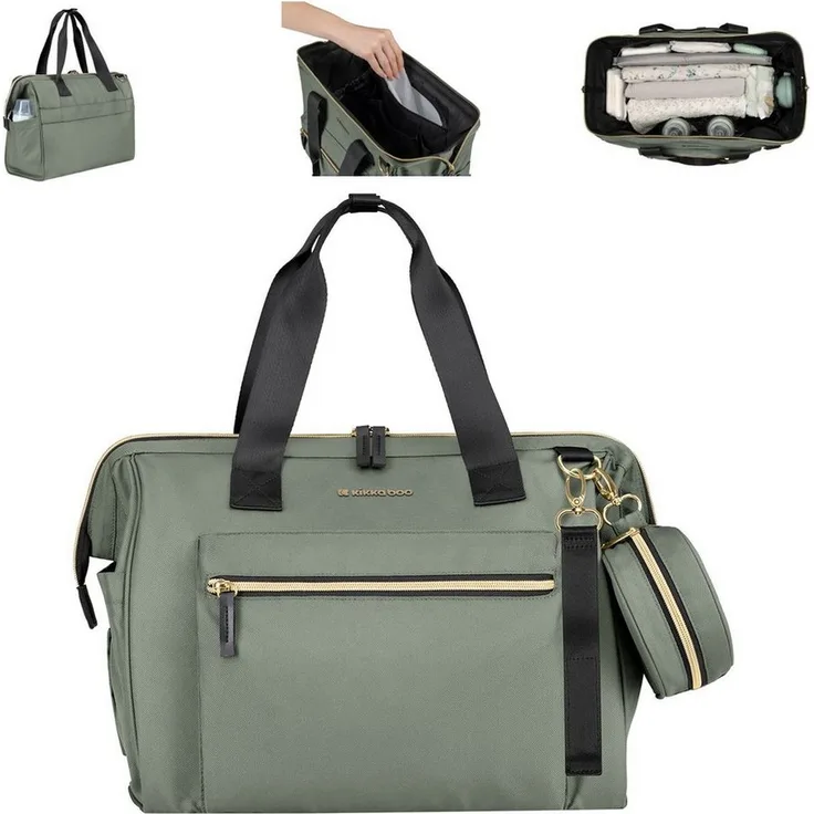 Kikkaboo Wickeltasche Maxi mit Wickelunterlage, Reißverschluss, 2 Thermofächer, hohe Funktionalität, grau
