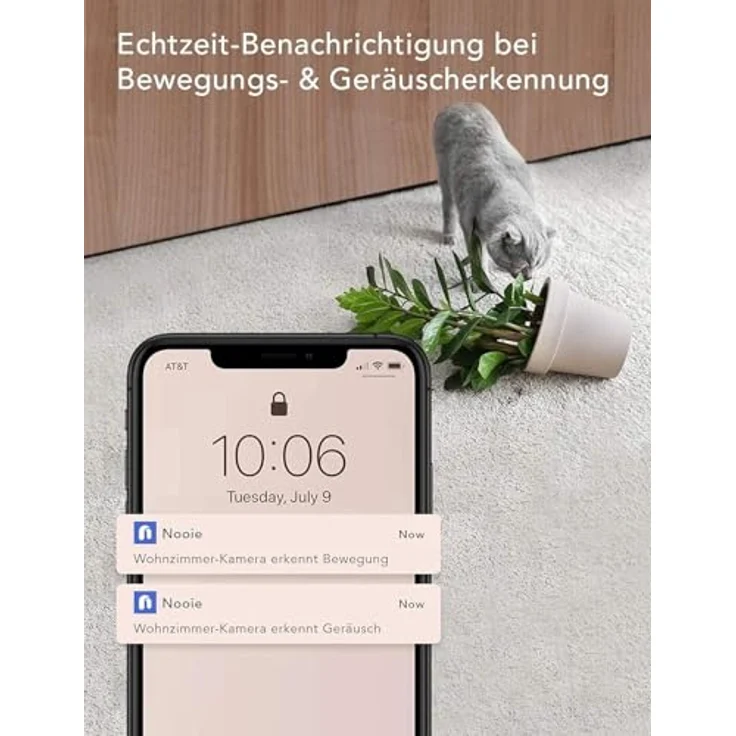 nooie 360° Babyphone, WLAN Baby Kamera mit 1080P HD Nachtsicht, KI-Tracking, Gegensprechfunktion, kompatibel mit Alexa und 2.4GHz WiFi – Bild 5