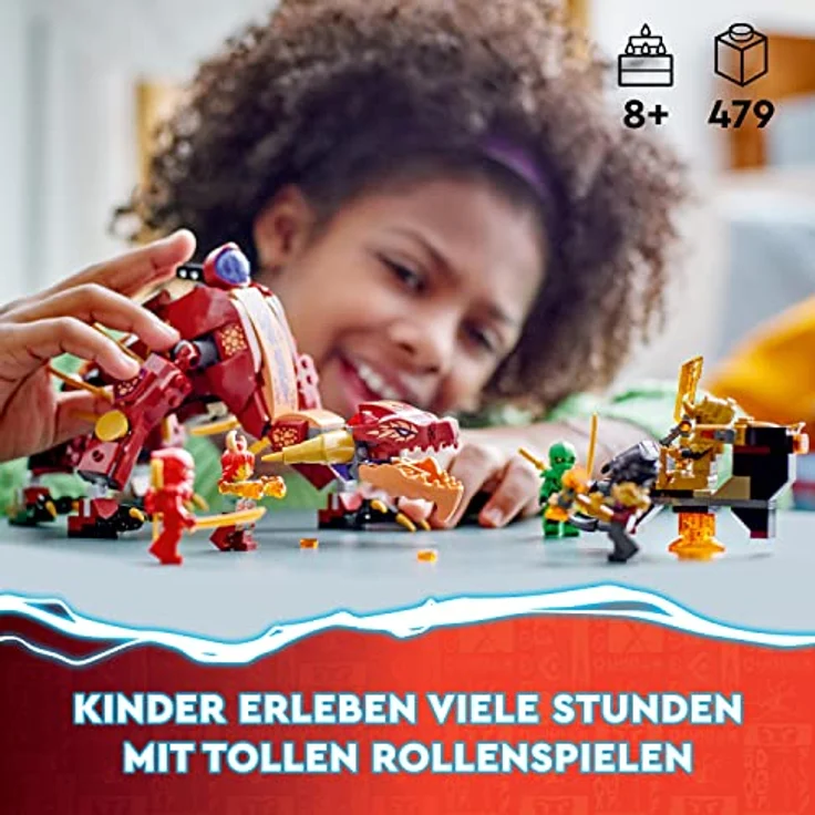 LEGO 71793 NINJAGO Wyldfires Lavadrache Fabelwesen verwandlungsfähiges Spielzeug, Drachen-Serie Set mit Einer Drachenfigur und Kai & Lloyd Minifiguren – Bild 2