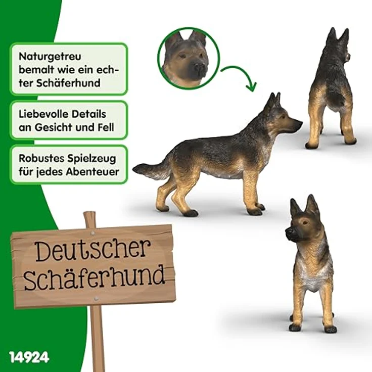 Schleich Deutscher Schäferhund Hündin, Figurenfarm-Tier mit 6,6 x 3,1 x 5,6 cm, aus Farm World коллекция – Bild 4