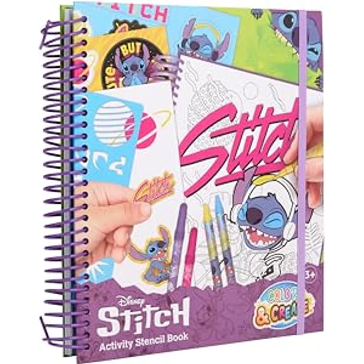 Canenco Kreativset Disney Stitch - Color & Create - Schablonen-Malbuch für kreative Bastelideen, geeignet für Kinder ab 3 Jahren – Bild 1