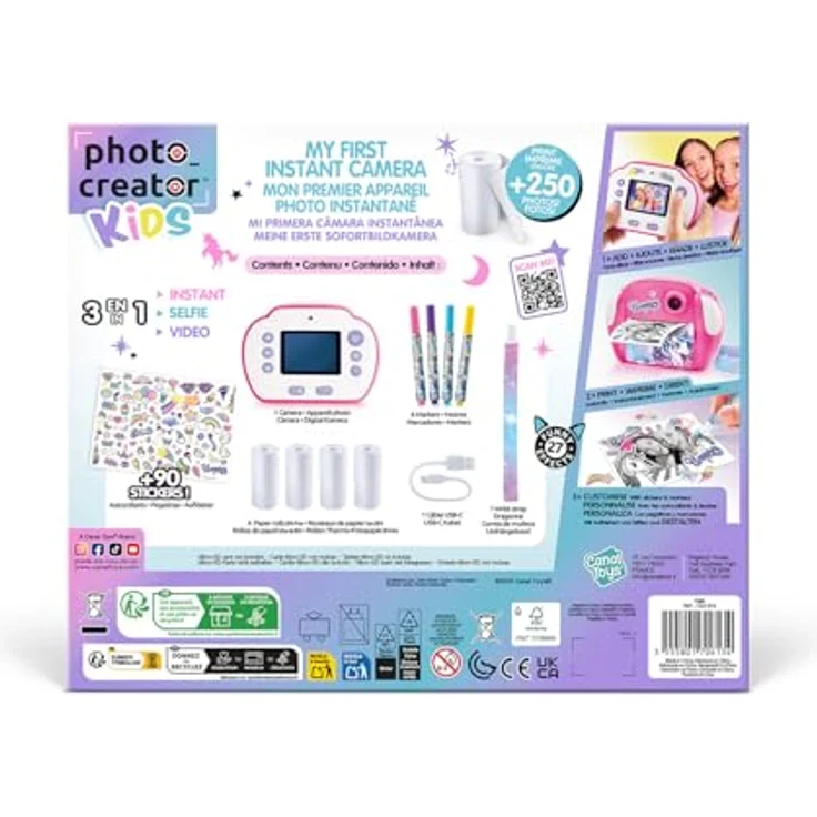 Canal Toys Photo Creator Licorne, Kinderkamera mit 12 MP und 1080p Videoaufnahme, rosa – Bild 4