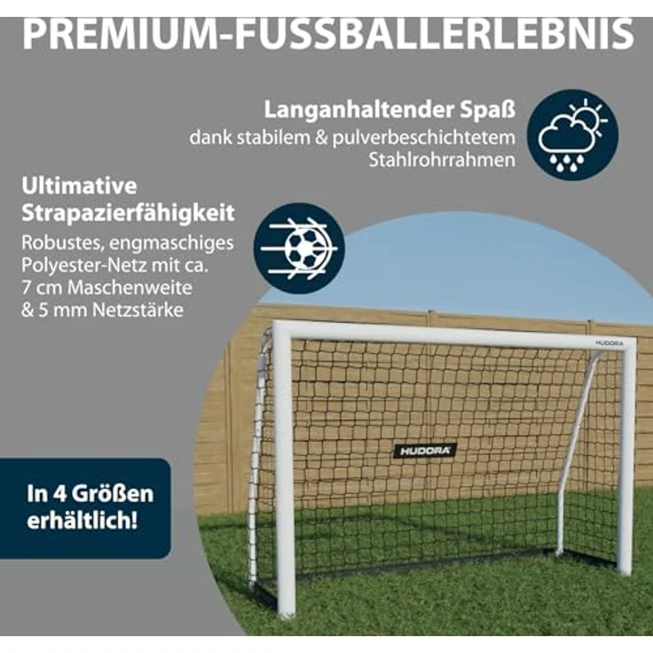 HUDORA Fußballtor Advanced 240 - Standfestes Fußball-Trainingstor für Kinder, Jugendliche & Erwachsene - Outdoor-Fußball-Tor für Garten mit engmaschigem Netz, grau – Bild 3