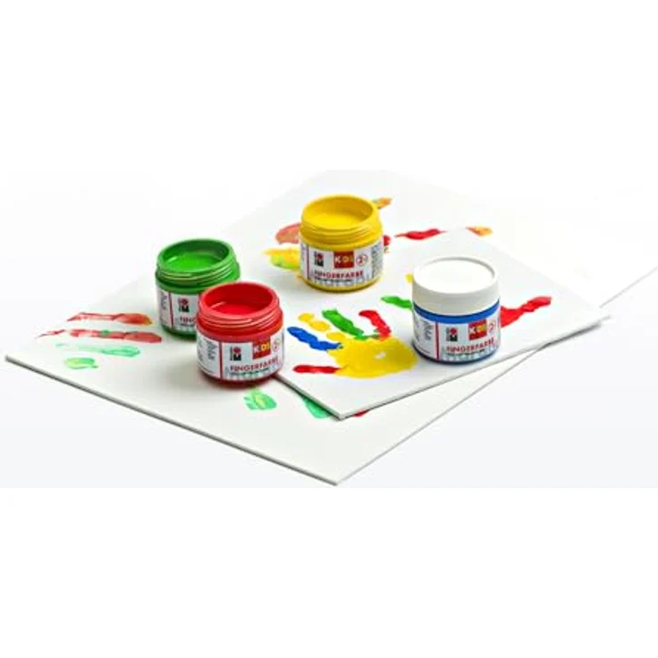 Marabu KiDS Fingerfarbe, 4 Farben, abwaschbar, glutenfrei, vegan, für verschiedene Materialien – Bild 2