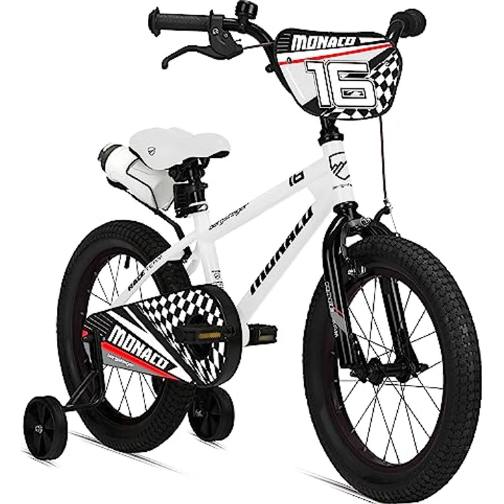 Bergsteiger Monaco 16 Zoll Kinderfahrrad, BMX für 4-6 Jahre, mit Stützrädern, Rücktrittbremse, Trinkflasche und Kettenschutz – Bild 1