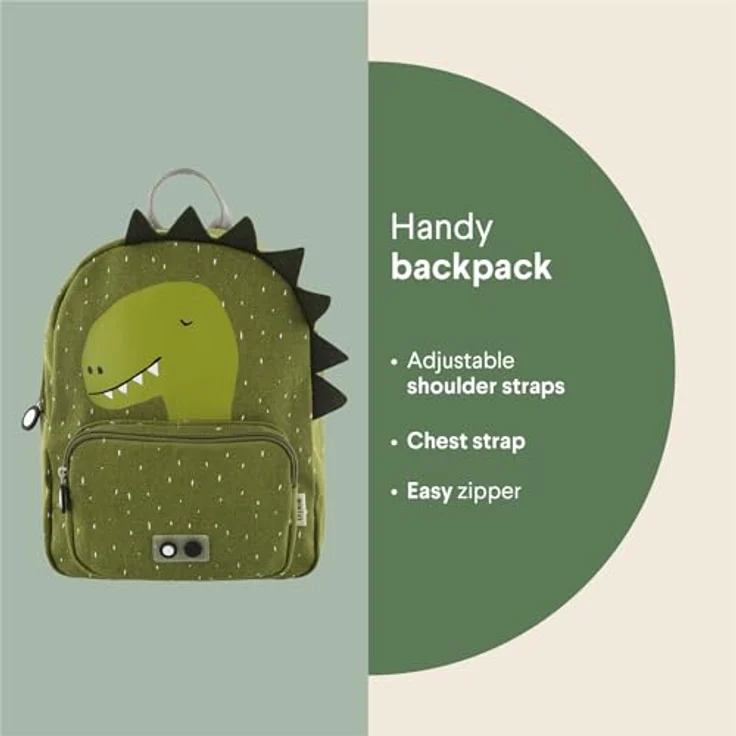Trixie Baby Rucksack Dino grün Mr. Dino, Kindergartenrucksack mit Dinosaurier-Design – Bild 7