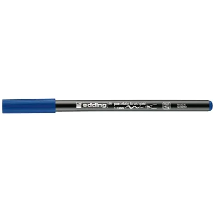 edding 4200 Porzellanpinselstift, stahl-blau, Pinselspitze 1-4 mm, spülmaschinenfest, lichtechte Tinte, schnell trocknend, für Keramik und Porzellan – Bild 3