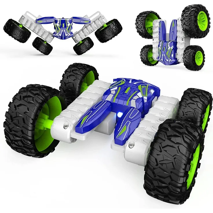 Diyarts RC-Auto (LED Lichter Wiederaufladbar Doppelseitig), Kleines 4WD RC Stuntauto 2,4 Ghz Fernsteuerung Spielzeugauto 360° Flip - Preisvergleich