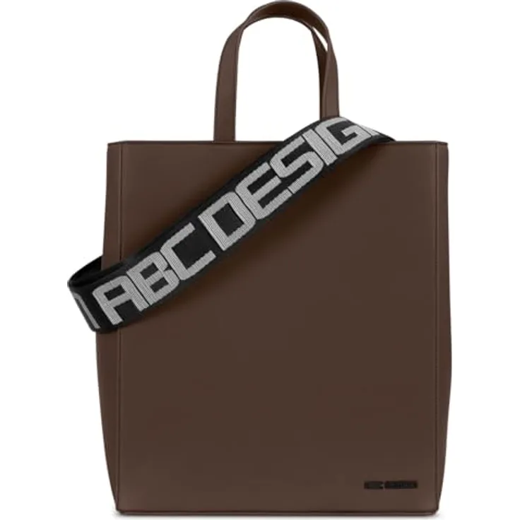 ABC Design Tote Bag Daily, Design-Tragetasche aus veganem Leder mit drei großen Staufächern, braun