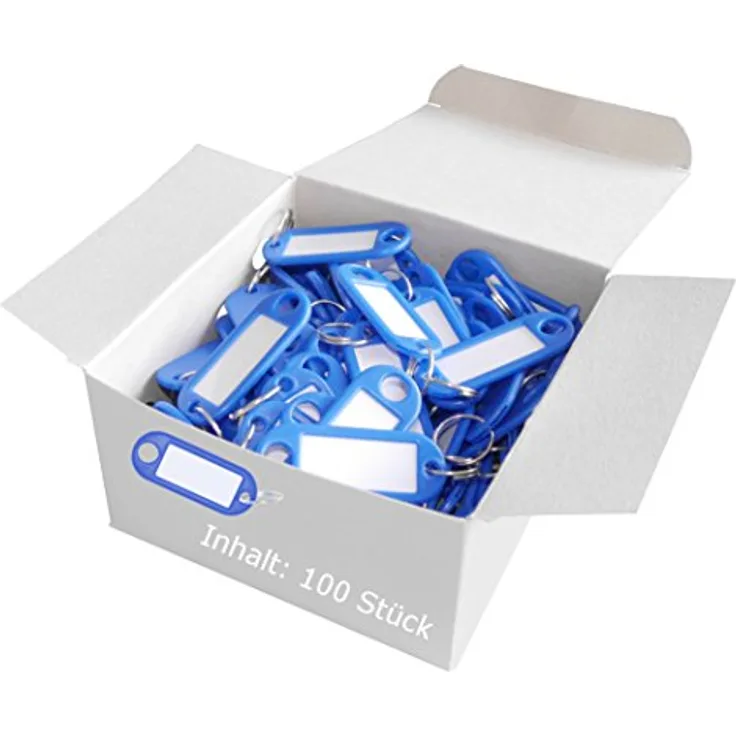 Wedo 262801803 Schlüsselanhänger Kunststoff (mit Ring, auswechselbare Etiketten) 100 Stück, blau