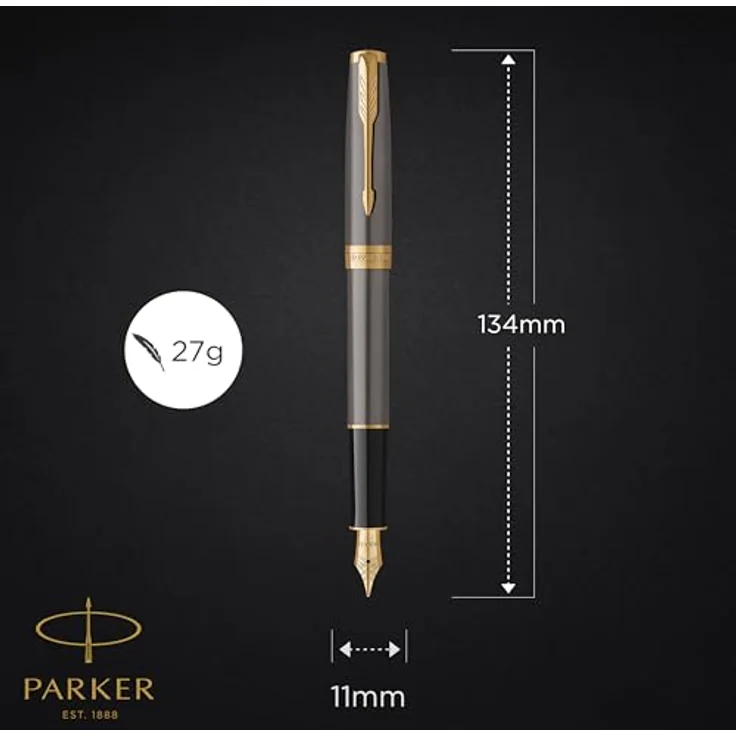 Parker Pen SONNET Füllfederhalter mit grauem Lack und goldener PVD-Beschichtung, luxuriöses Design – Bild 3