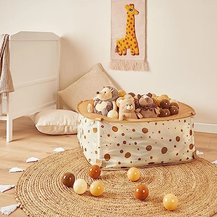 Bieco Pop up Bällebad Dots, faltbares Bällebad mit 50 Bällen, Karamellfarben, leicht zu reinigen – Bild 2