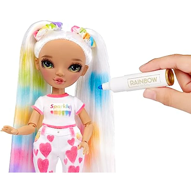 Rainbow High Color & Create DIY Modepuppe - Grüne Augen, Zöpfe, extra Top & Schuhe, abwaschbare Regenbogenstifte - Ausmalen, Gestalten, Spielen, Auswaschen - für Kinder von 4-12 Jahren und Sammler – Bild 4