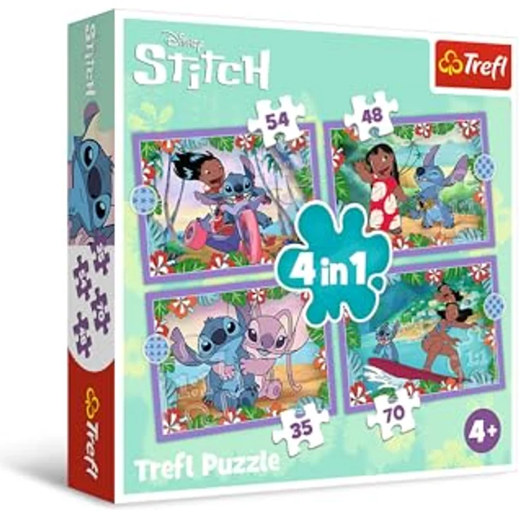 Trefl 4 in 1 Puzzle - Lilo & Stitch, mit 4 unabhängigen Puzzlespielen – Bild 1