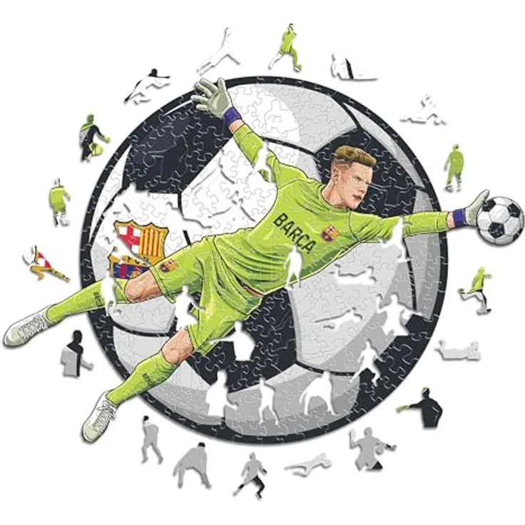 Iconic Puzzles TERSTEM Wooden Puzzle TER Stegen Holzpuzzle, bunt, M, 270 Pcs - Holzpuzzle mit Fußball-Thema