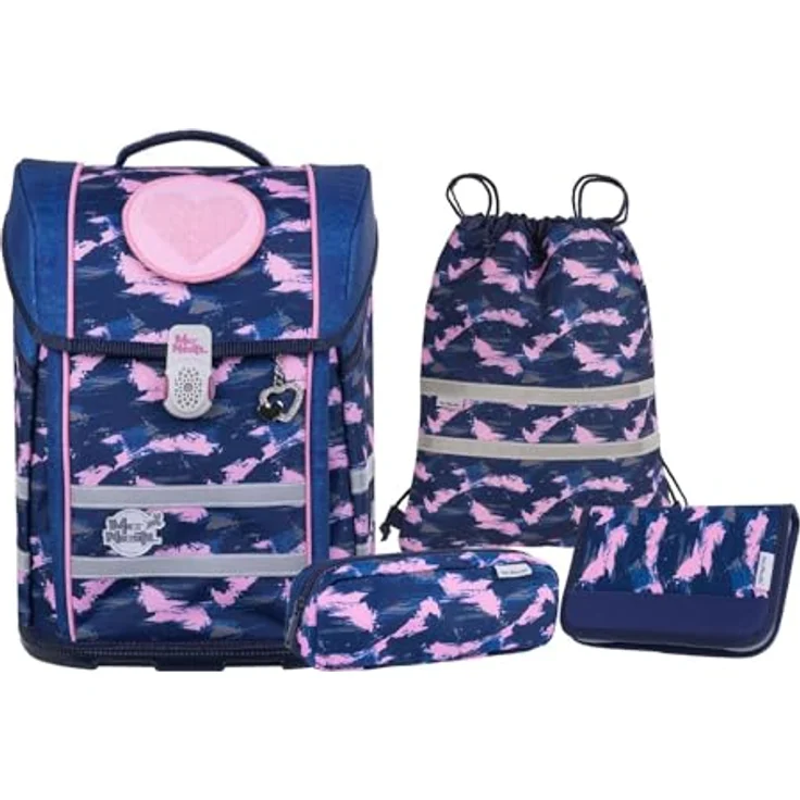 McNeill Schulranzen-Set PERFECTO, Denim, 5-teilig, ergonomisch, ClickFlex-Rückensystem, Reflektoren – Bild 1