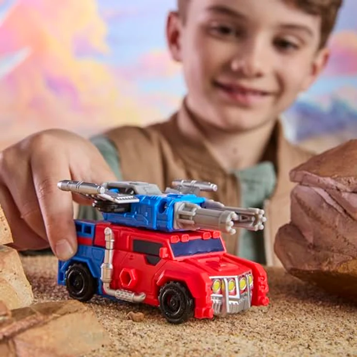 Hasbro Transformers CYBERWORLD Armored Cyber, Optimus Prime Figur 10 cm wandelbar vom Roboter zum Lastwagen mit Blaster-Zubehör – Bild 9