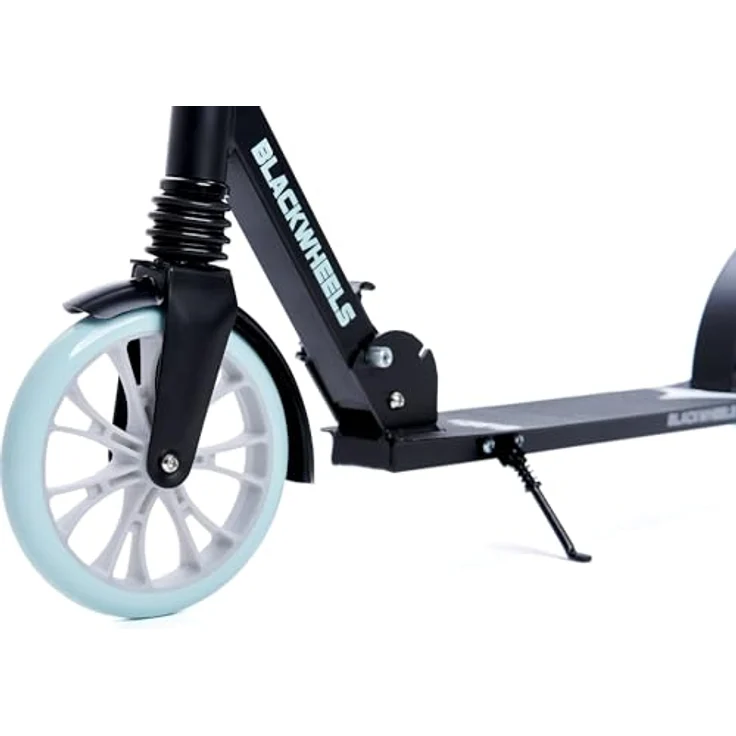 BLACKWHEELS Scooter Zoom, Schwarz und mint, leichter Aluminiumrahmen, schnelles Klappsystem, ergonomische TPU-Griffe, grosse 200 mm Räder, integrierter Stossdämpfer – Bild 6