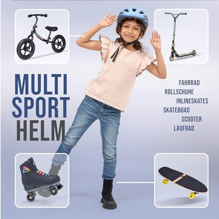 Apollo Kinder Fahrradhelm, Multisport Kinderhelm ab 3 Jahren, verstellbar (Größe 48-52 cm), Reflektor, trendige Farben, Jungen & Mädchen, sicher & bequem – Bild 3