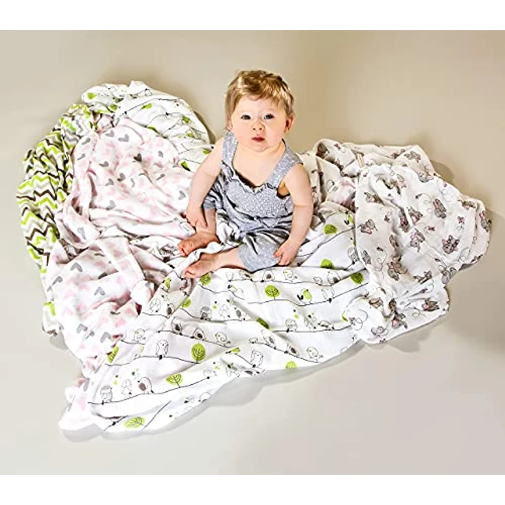 Tabalino Kuschelweiche Bambus Mullwindeln Spucktücher | 80x80cm | 4er-Pack + gratis Schmusetuch |doppelt dicht gewebt| Stoffwindeln Baby Junge & Mädchen Mulltücher Moltontuch 30% Baumwolle – Bild 3