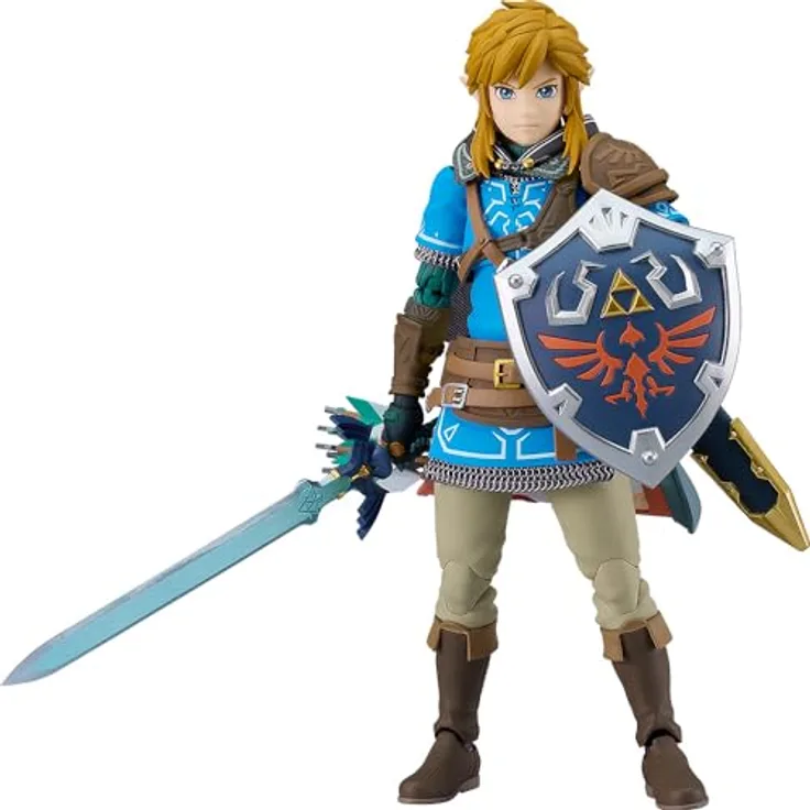 Good Smile Company Link Fig. 15 cm Figma Figur aus The Legend of Zelda: Tears of the Kingdom mit Meisterschwert, Hyliano-Schild und mehreren Gesichtsplatten