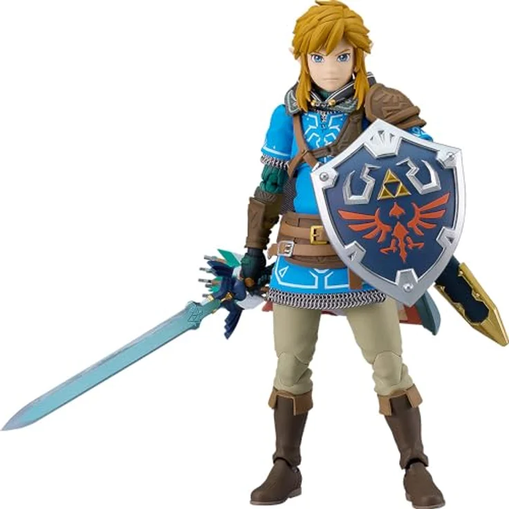 Good Smile Company Link Fig. 15 cm Figma Figur aus The Legend of Zelda: Tears of the Kingdom mit Meisterschwert, Hyliano-Schild und mehreren Gesichtsplatten – Bild 1
