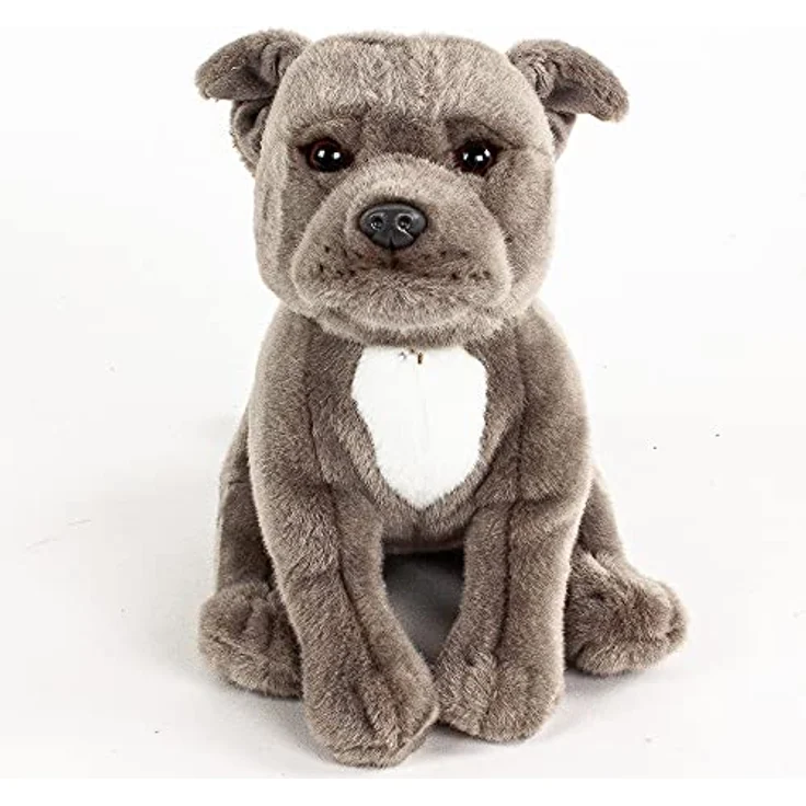 Teddys Rothenburg Kuscheltier Hund grau 30 cm American Staffordshire Terrier Plüschtiere Hunde Pitbull, kuschelweicher Plüsch, hochwertige Verarbeitung – Bild 2