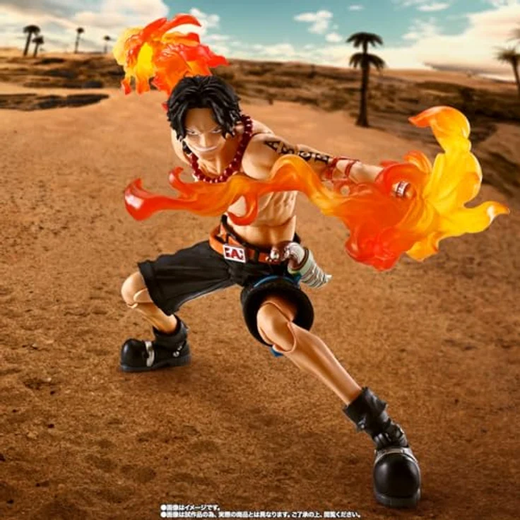 TAMASHII NATIONS One Piece Portgas D. Ace Fire Fist, S.H.Figuarts Actionfigur mit 5 zusätzlichen Gesichtsteilen und Feuereffekten – Bild 4