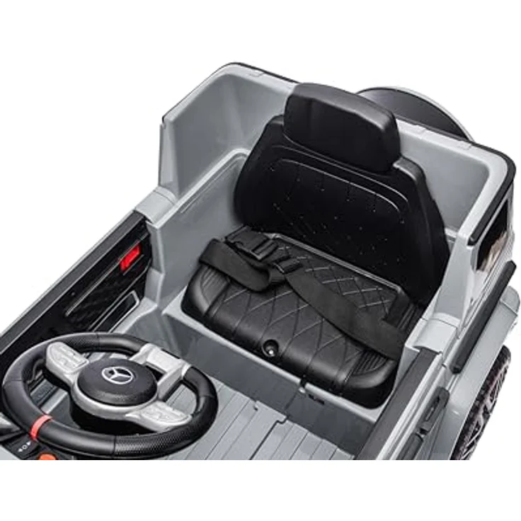 FINOOS Mercedes Benz G63 Kinder Elektroauto 12V mit Fernbedienung, grau, 2 Motoren, LED-Scheinwerfer, USB/AUX/SD-Slot, Sicherheitsfunktionen – Bild 9