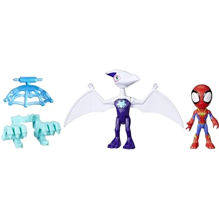 Spidey and his Amazing Friends Marvel Spidey und Seine Super-Freunde Dino-Webs Ghostasaurus & Spidey, 10 cm Action-Figur mit abnehmbaren Zubehör und 12,5 cm Dinofigur – Bild 2