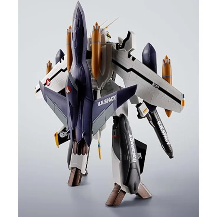Bandai Tamashii Nations Macross Hi-Metal R Actionfigur VF-0S Phoenix (Roy Focker Use) & QF-2200D-B Ghost Set, 14 cm, beweglich aus ABS, PVC und Metall – Bild 3