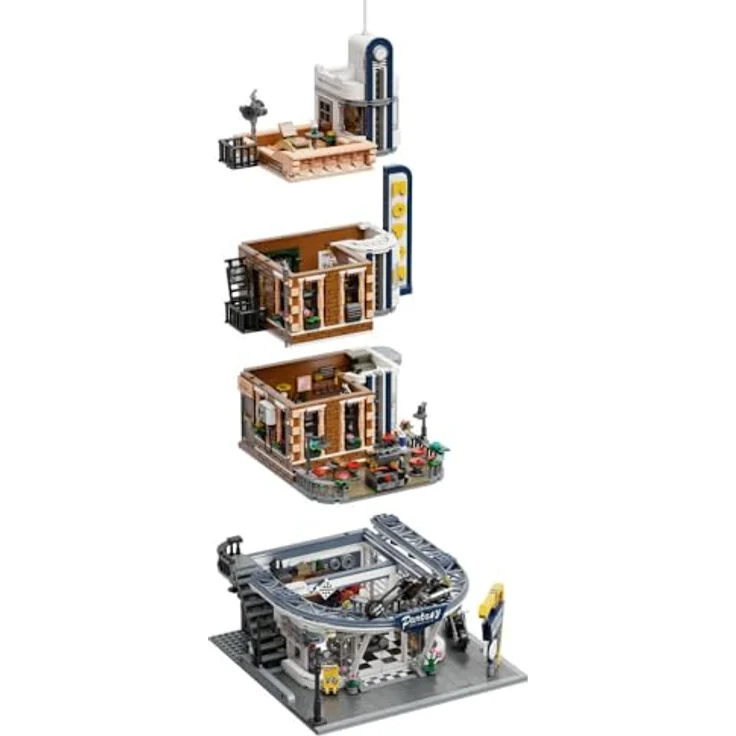 Pantasy Original Bauset Motorcycle Restaurant, modulares Klemmbaustein-Bauset mit 2994 Teilen, inklusive 5 Minifiguren und Dachterrassen-Bar – Bild 3