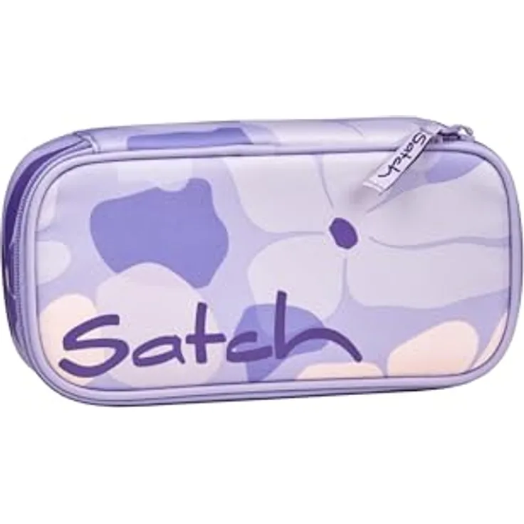 satch Schlamperbox extra groß inkl. Trennfach Reißverschlussfach Stiftehalter Geodreieck Sichtfenster für Stundenplan Lilac Blossom - Lila