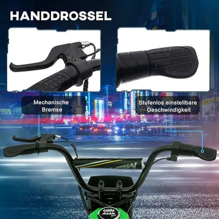 HOMCOM Elektro-Kindermotorrad Kinderfahrzeug Kunststoff Grün, 24V Motor, integrierte Musik, für Kinder 8-12 Jahre – Bild 3